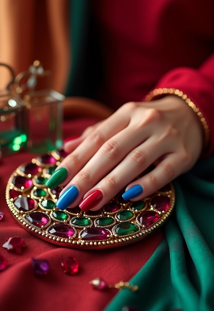 15 Colorful Matching Nails to Inspire Your Home Decor and Travel Looks (Don’t Miss #3!) - 11. Jewel Tones