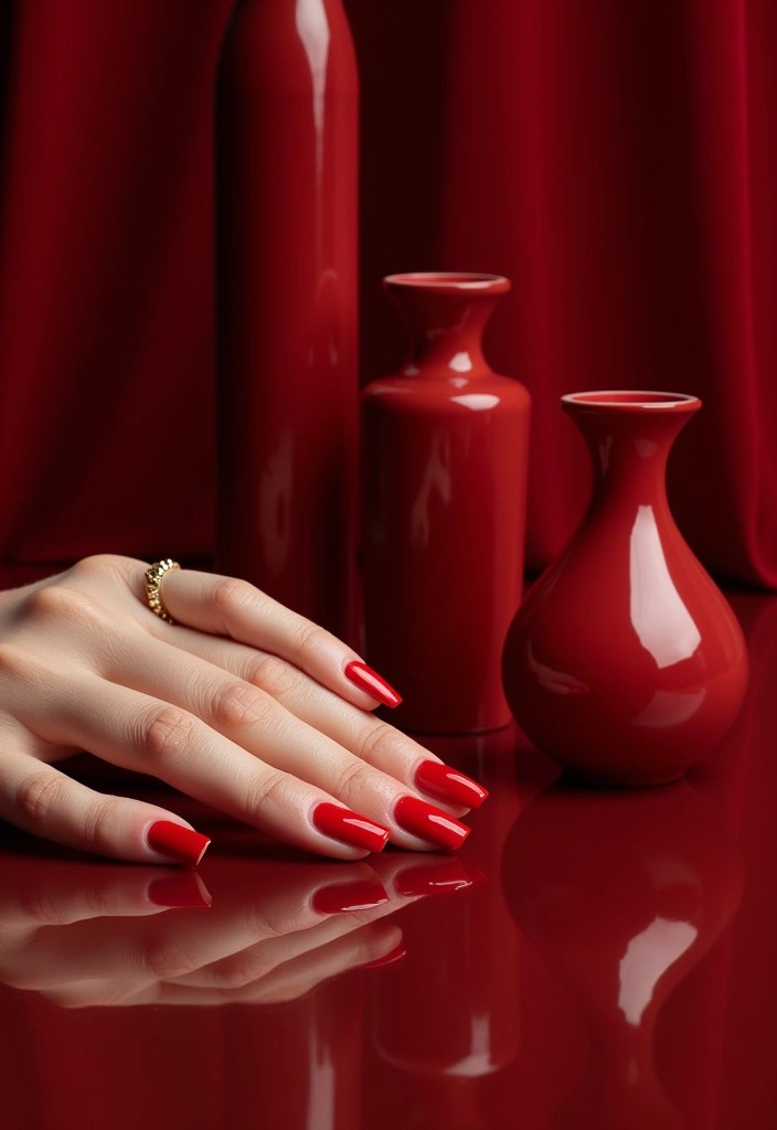 15 Colorful Matching Nails to Inspire Your Home Decor and Travel Looks (Don’t Miss #3!) - 14. Classic Red