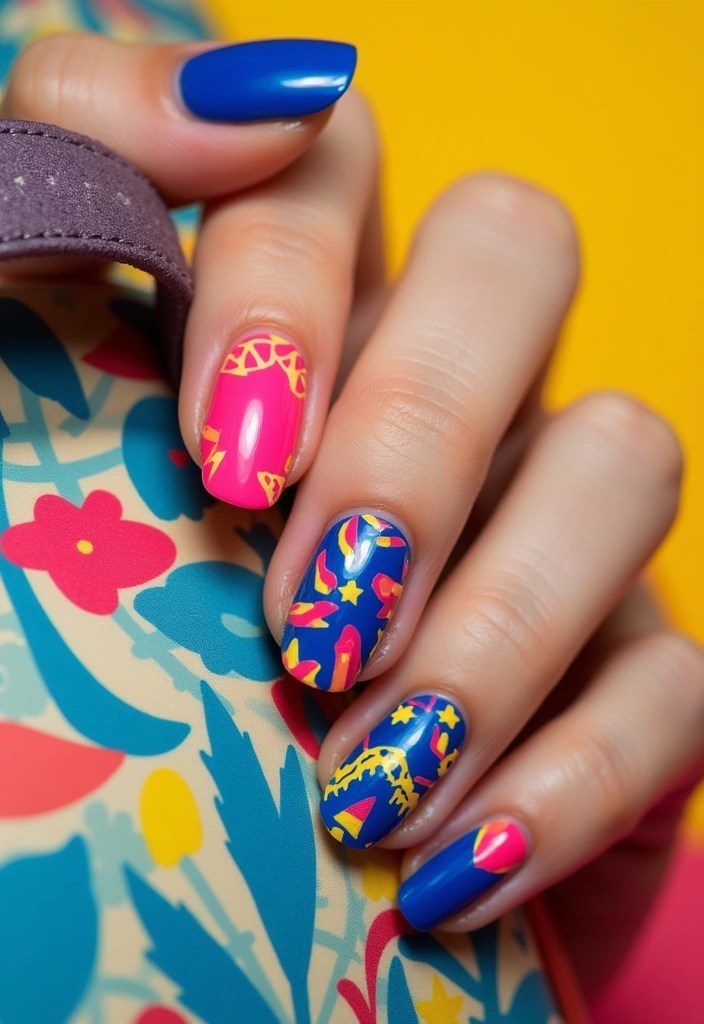 15 Colorful Matching Nails to Inspire Your Home Decor and Travel Looks (Don’t Miss #3!) - 5. Bold Geometrics