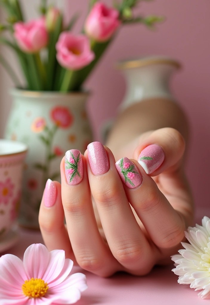15 Colorful Matching Nails to Inspire Your Home Decor and Travel Looks (Don’t Miss #3!) - 6. Floral Fantasy