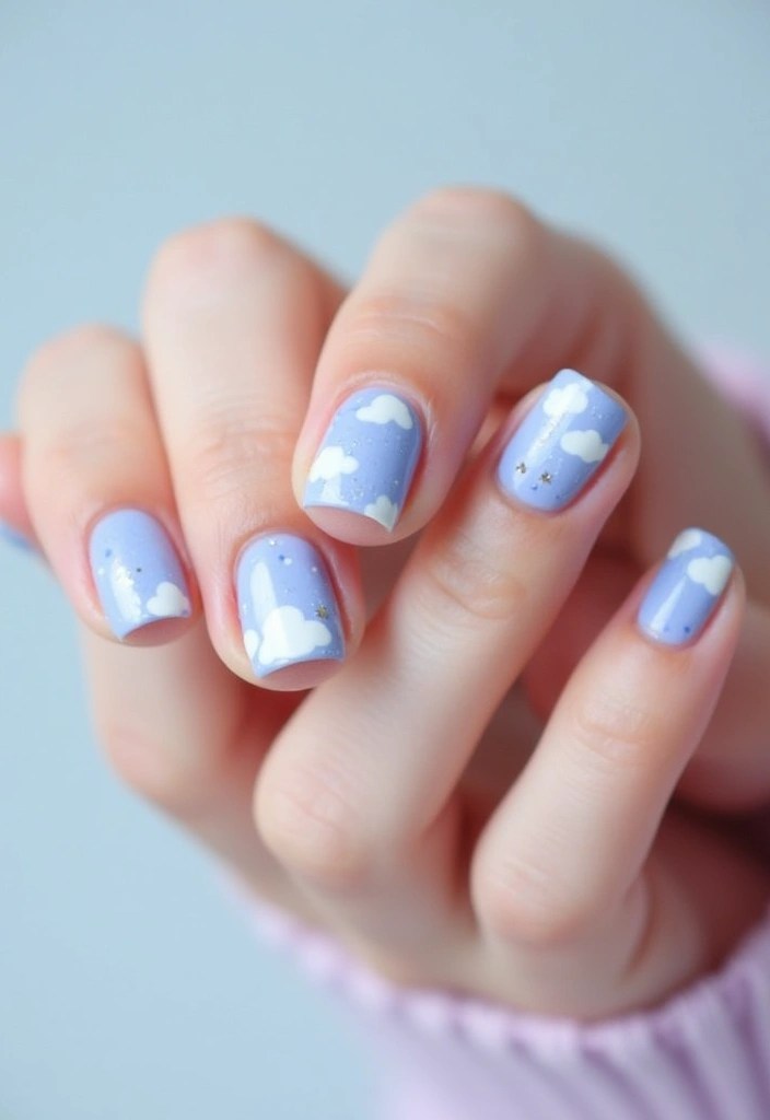 16 Spring Nail Inspirations for March 2025 That Will Make You Smile! - 13. Dreamy Clouds