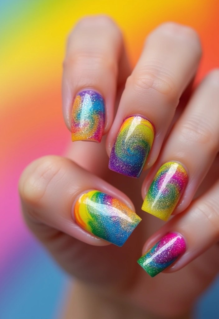 16 Spring Nail Inspirations for March 2025 That Will Make You Smile! - 5. Rainbow Swirls