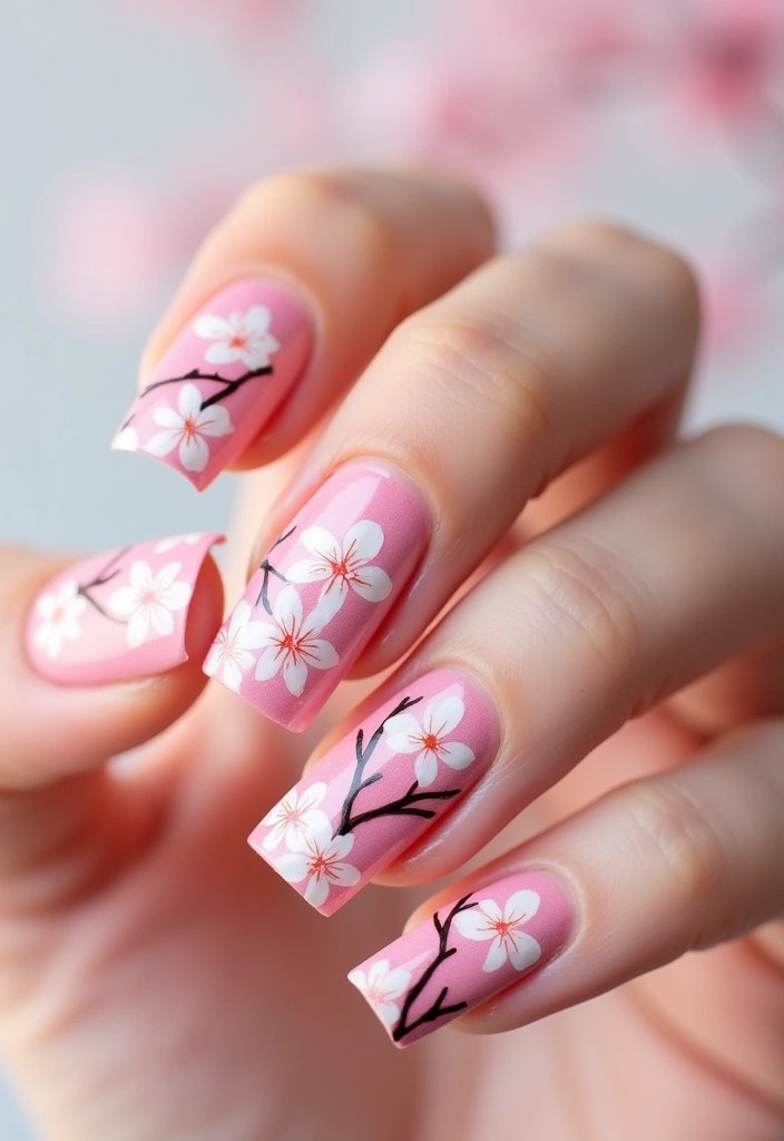 16 Spring Nail Inspirations for March 2025 That Will Make You Smile! - 7. Cherry Blossom Bliss