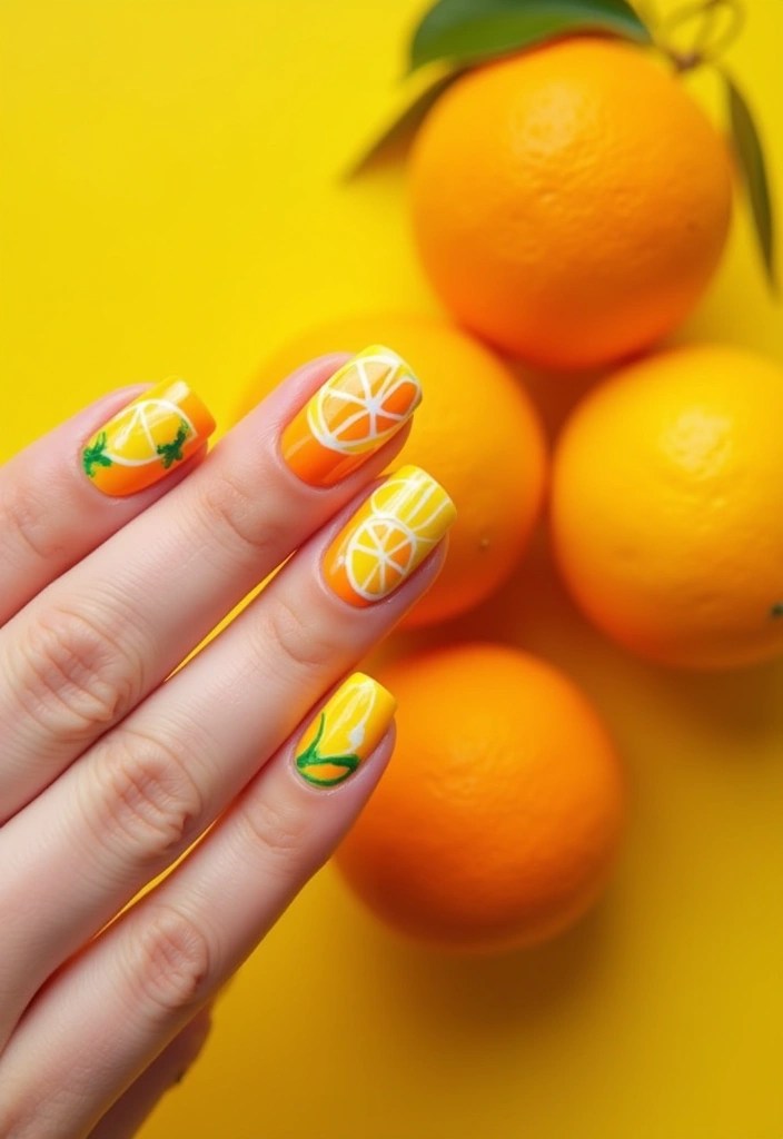 16 Spring Nail Inspirations for March 2025 That Will Make You Smile! - 8. Sweet Citrus Burst