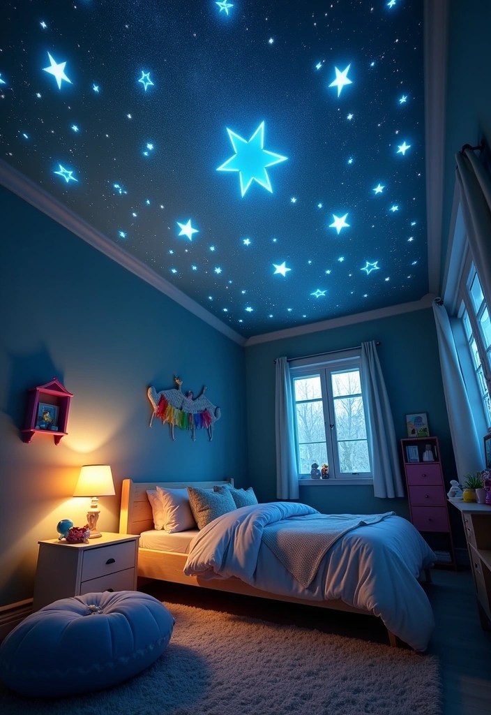 22 DIY Lighting Ideas That'll Create a Cozy Home Atmosphere! - 15. DIY Glow-in-the-Dark Ceiling Stars